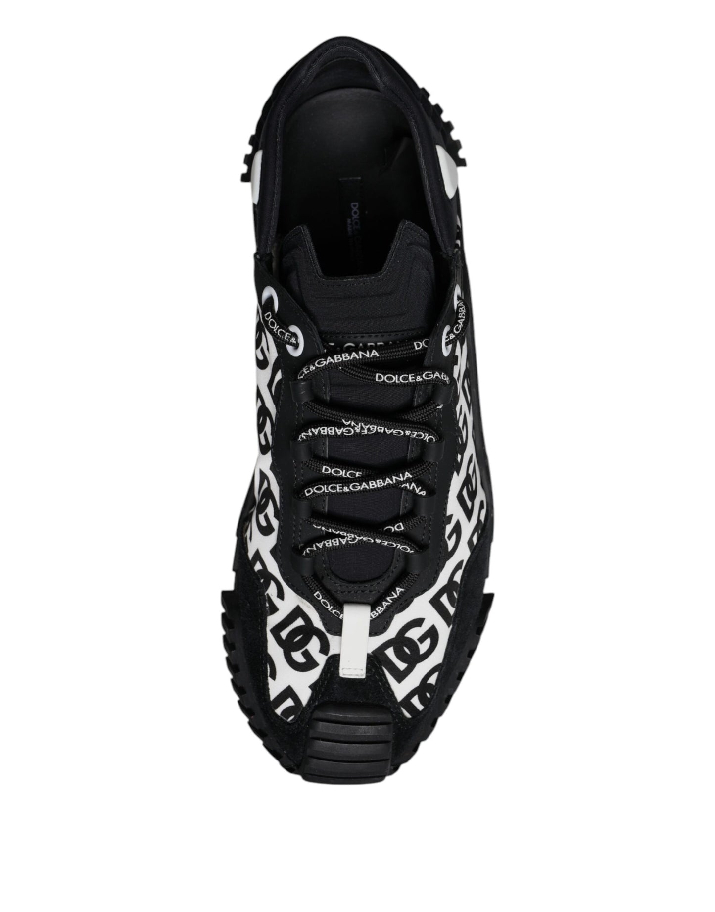 Dolce &amp; Gabbana Black Logo Lace Up Low Top NS1 Sneakers Shoes