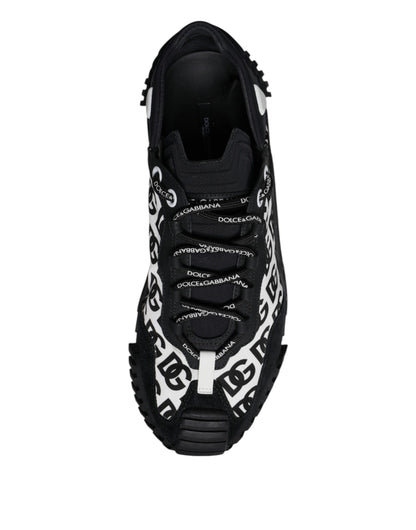 Dolce &amp; Gabbana Black Logo Lace Up Low Top NS1 Sneakers Shoes
