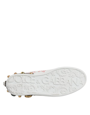 Dolce & Gabbana White Sacred Heart Patch Sneakers Shoes