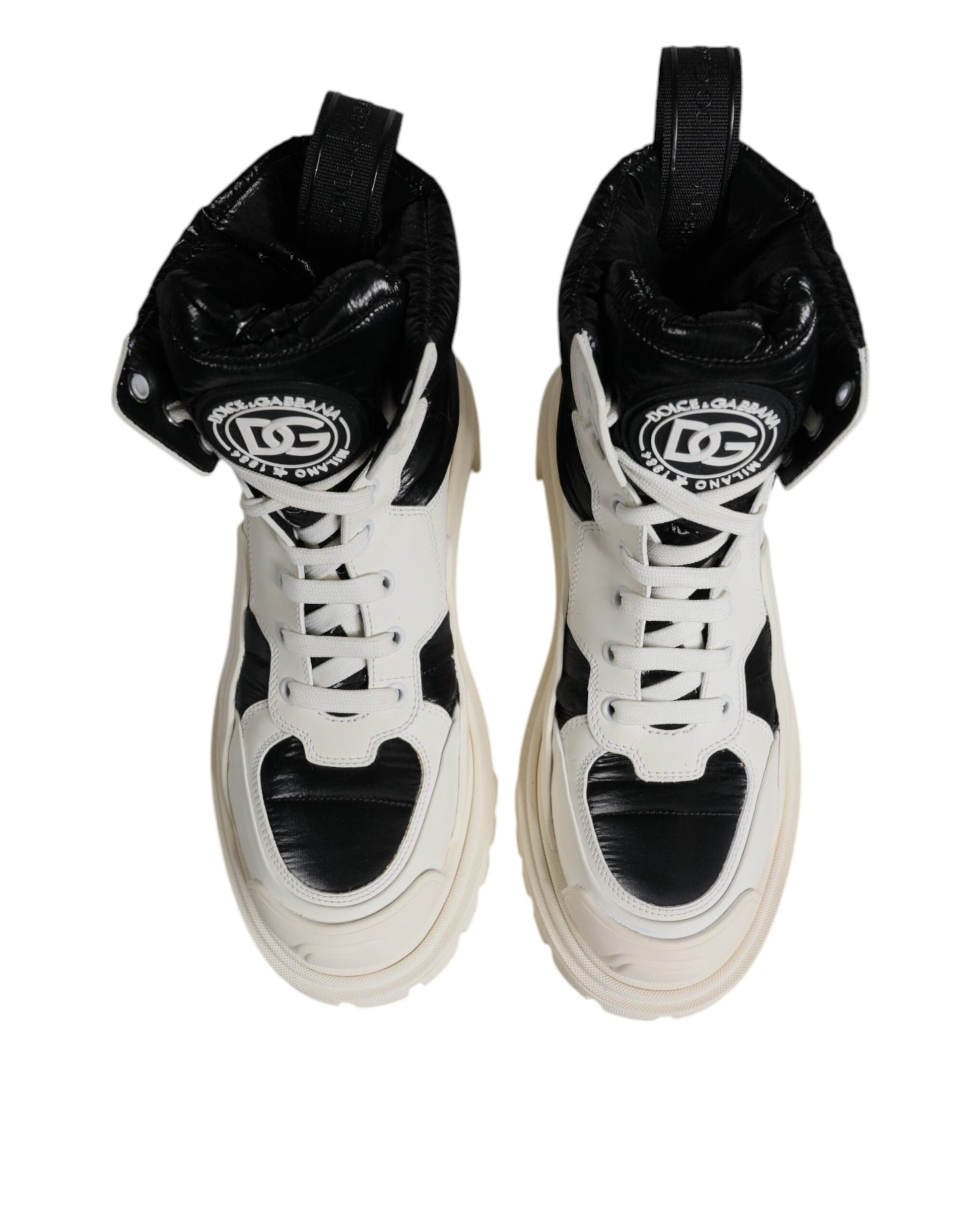 Dolce & Gabbana White Padded Mid Calf Lace Up Boots Shoes by Dolce & Gabbana