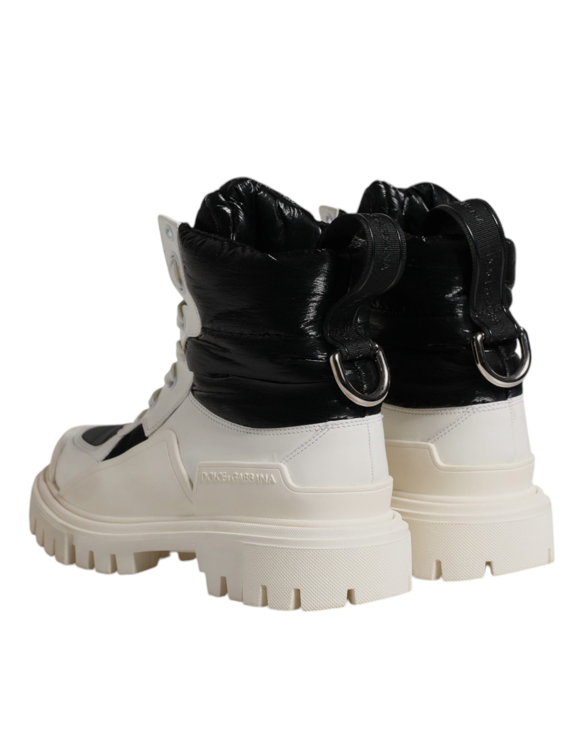 Dolce & Gabbana White Padded Mid Calf Lace Up Boots Shoes by Dolce & Gabbana