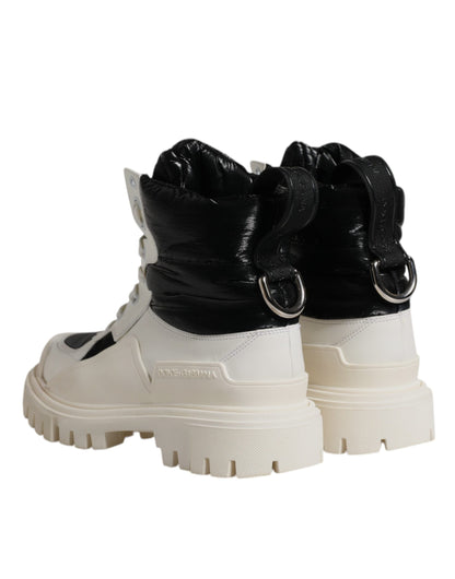 Dolce & Gabbana White Padded Mid Calf Lace Up Boots Shoes by Dolce & Gabbana