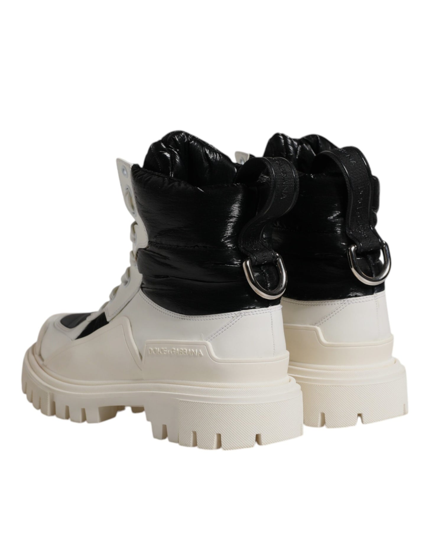 Dolce & Gabbana White Padded Mid Calf Lace Up Boots Shoes by Dolce & Gabbana