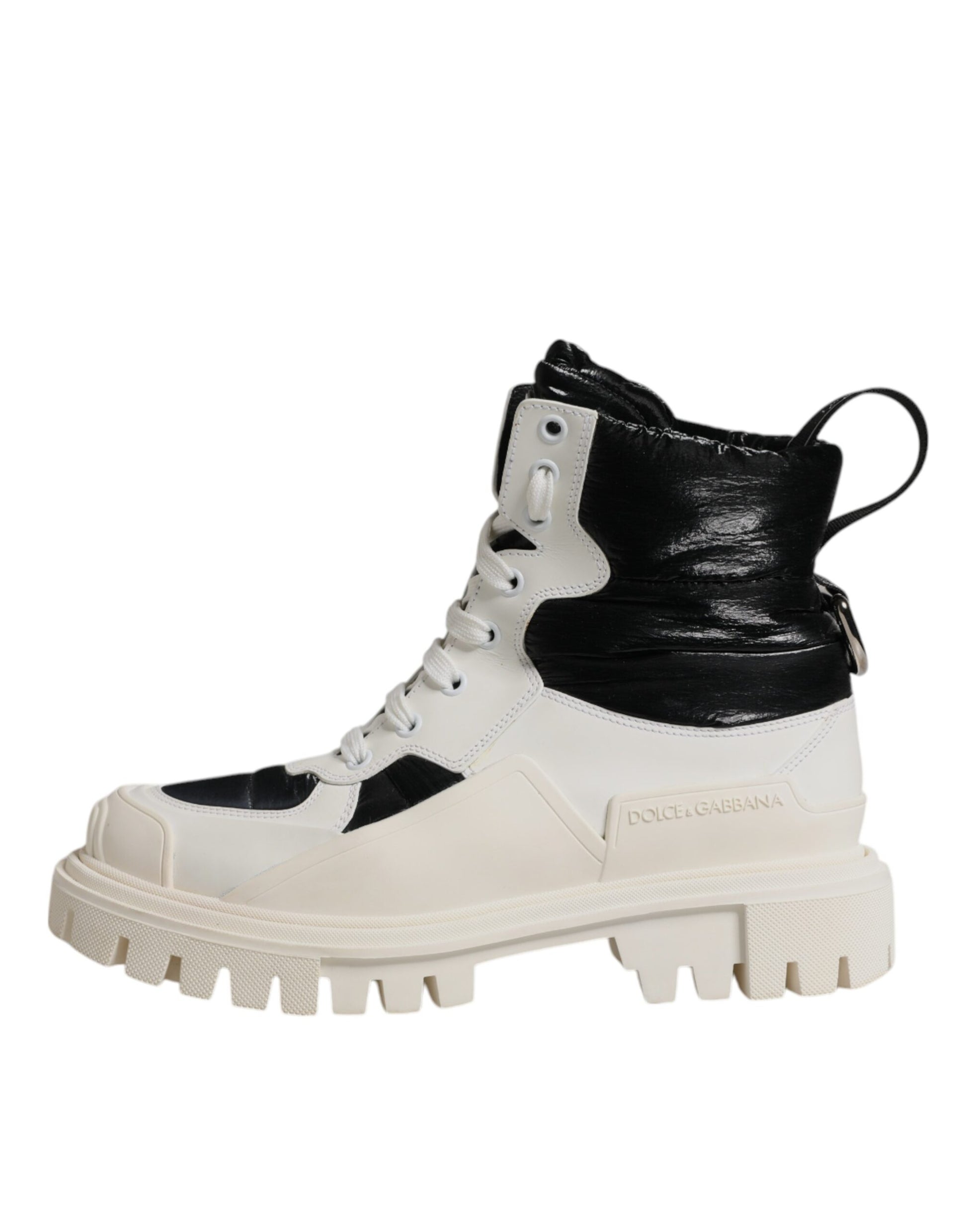 Dolce & Gabbana White Padded Mid Calf Lace Up Boots Shoes by Dolce & Gabbana
