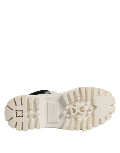 Dolce & Gabbana White Padded Mid Calf Lace Up Boots Shoes by Dolce & Gabbana