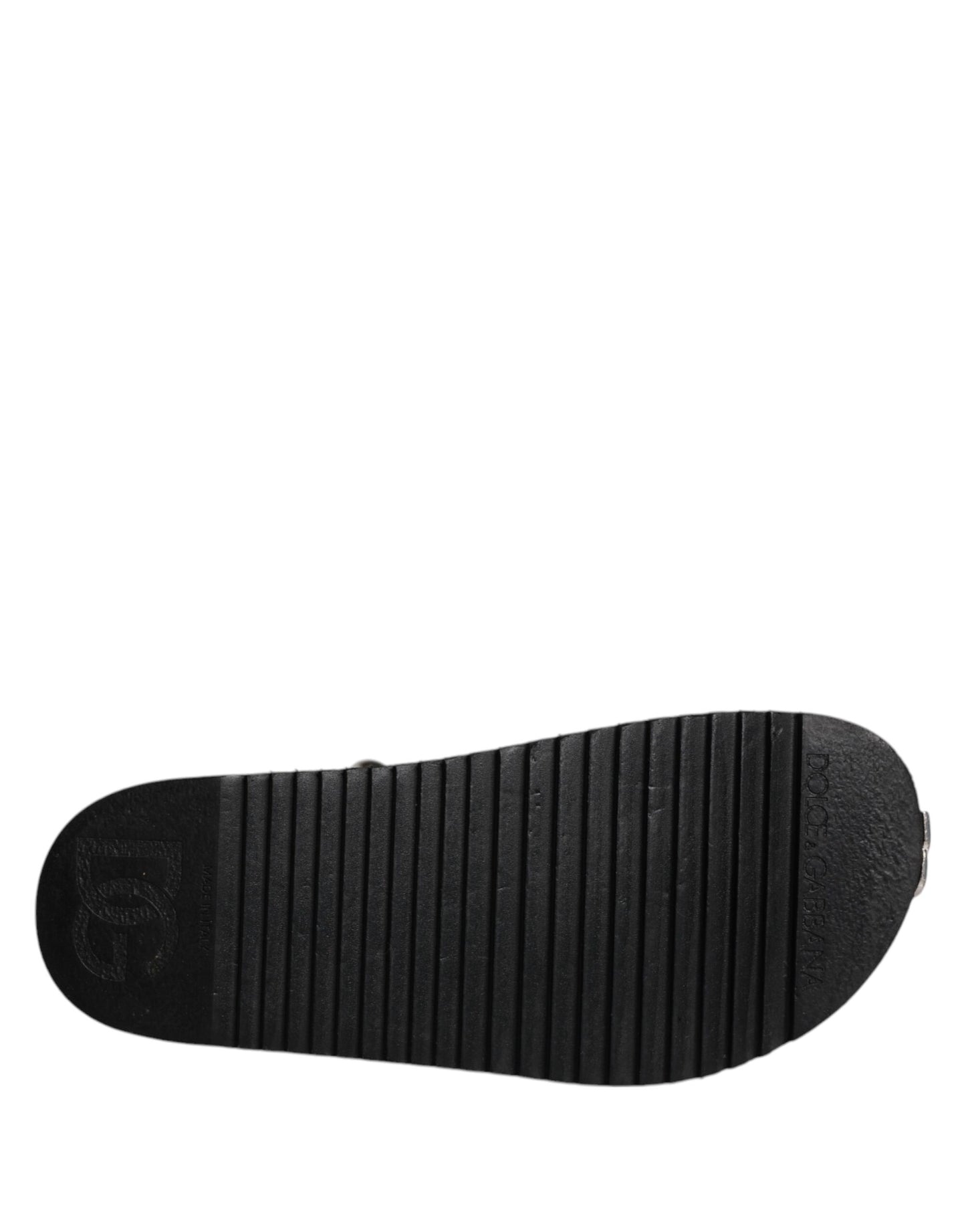 Dolce &amp; Gabbana Black Crystal Embellish Strap Sandals Shoes