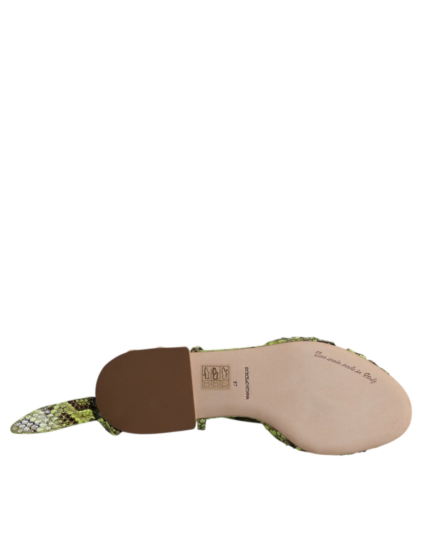 Dolce &amp; Gabbana Green Animal Print Ankle Wrap Sandals Shoes