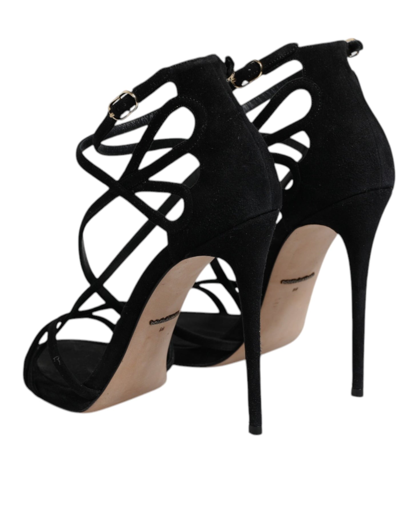 Dolce & Gabbana Black Leather Stiletto Heels Sandals Shoes by Dolce & Gabbana