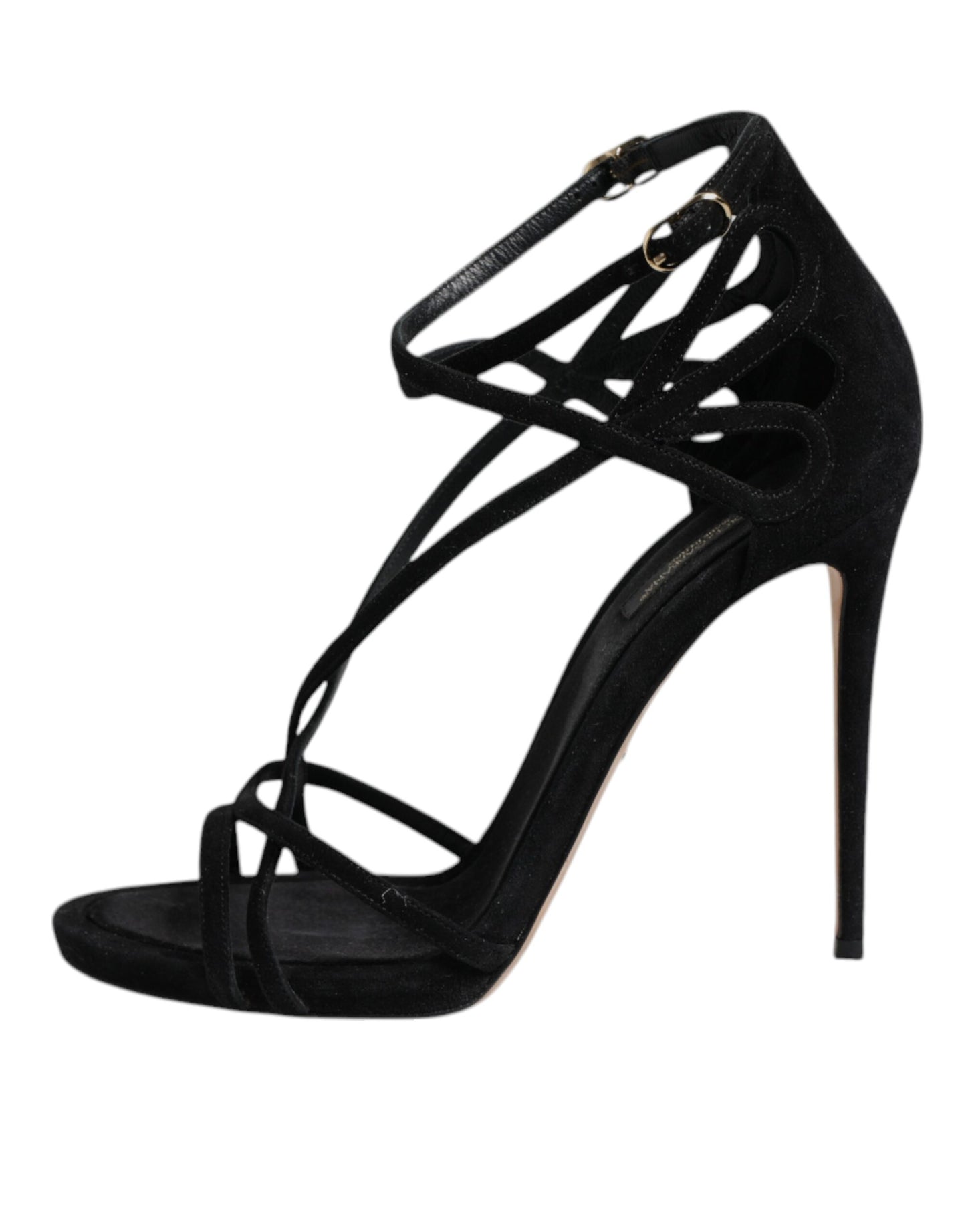 Dolce & Gabbana Black Leather Stiletto Heels Sandals Shoes by Dolce & Gabbana