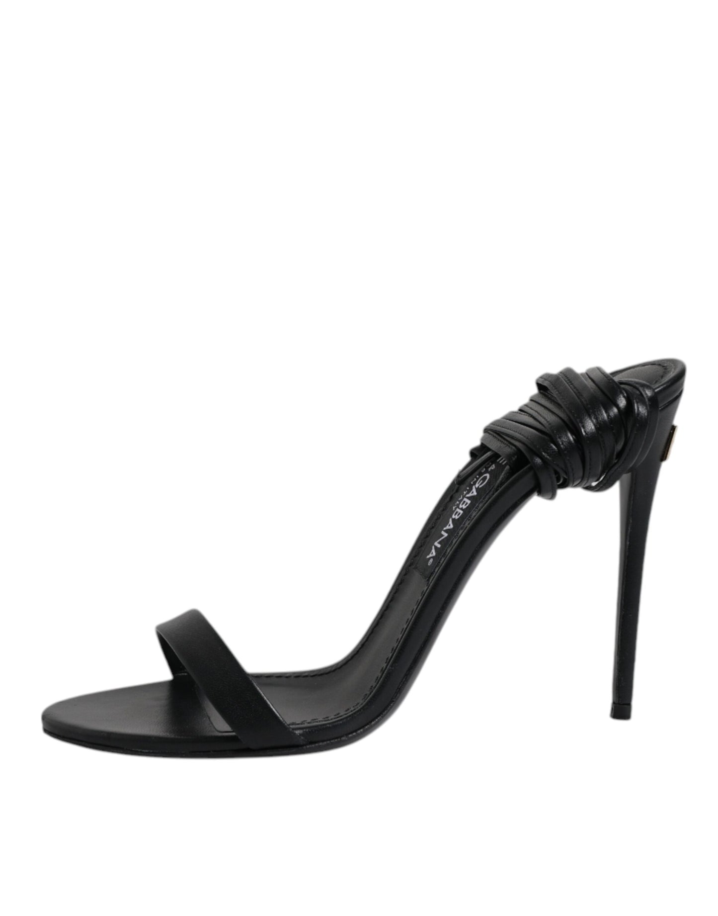 Dolce & Gabbana Black Leather Stiletto Heels Sandals Shoes by Dolce & Gabbana