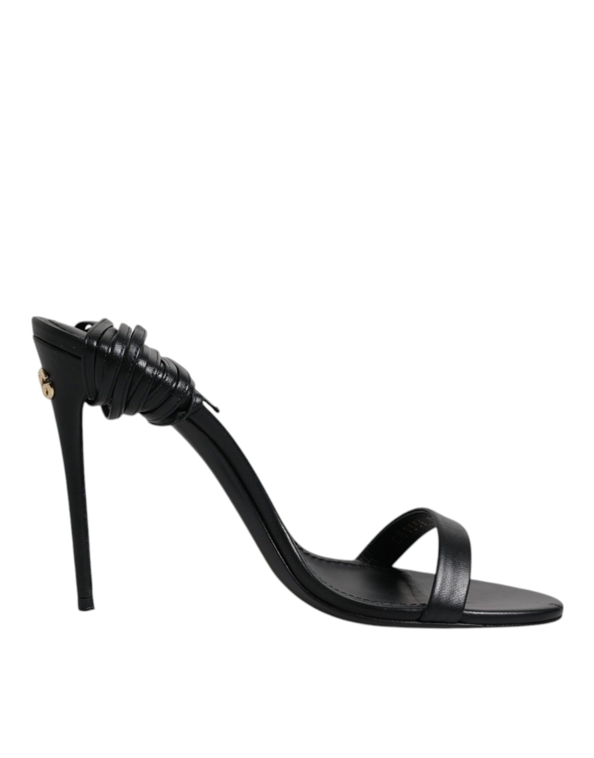 Dolce & Gabbana Black Leather Stiletto Heels Sandals Shoes by Dolce & Gabbana