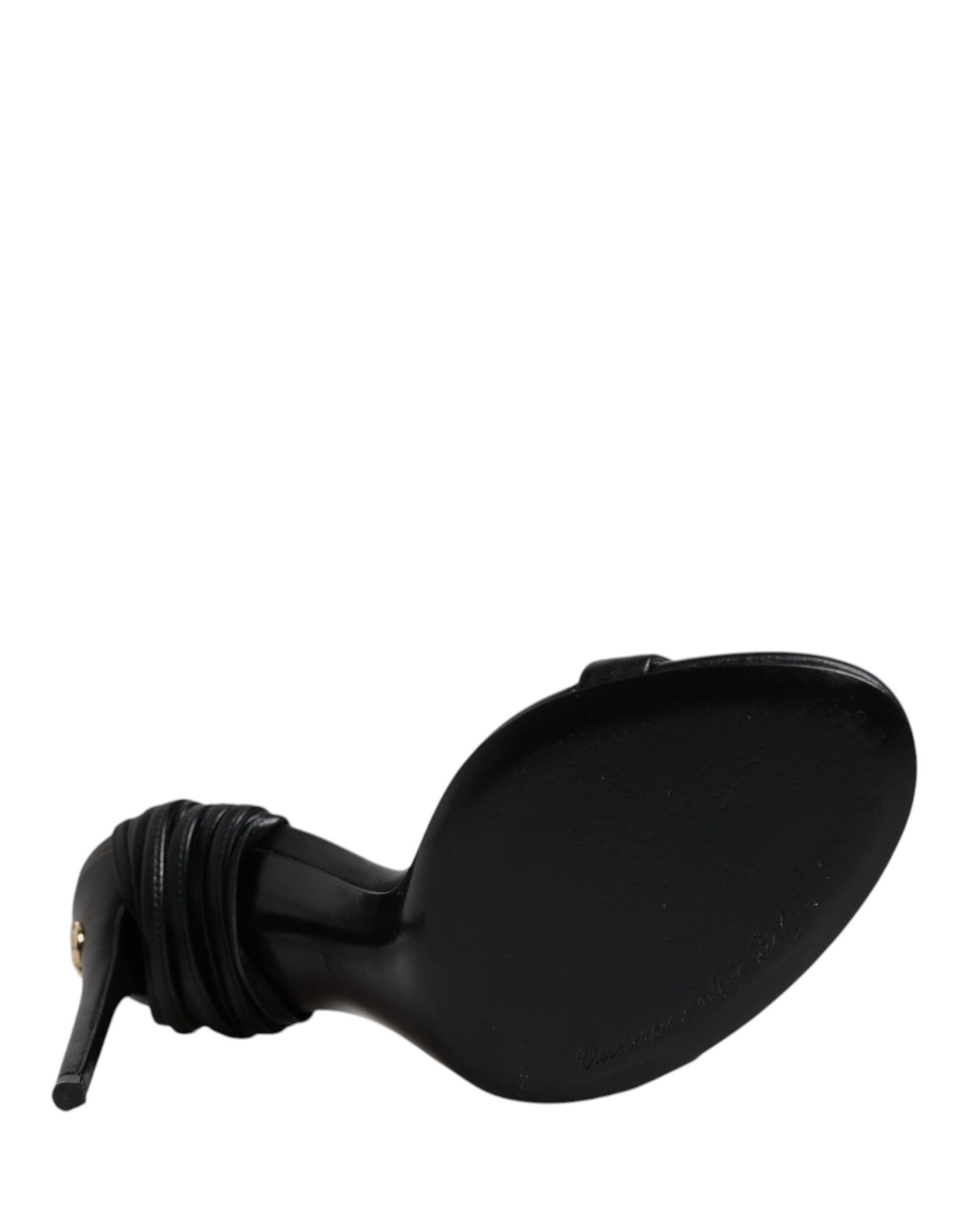 Dolce & Gabbana Black Leather Stiletto Heels Sandals Shoes by Dolce & Gabbana