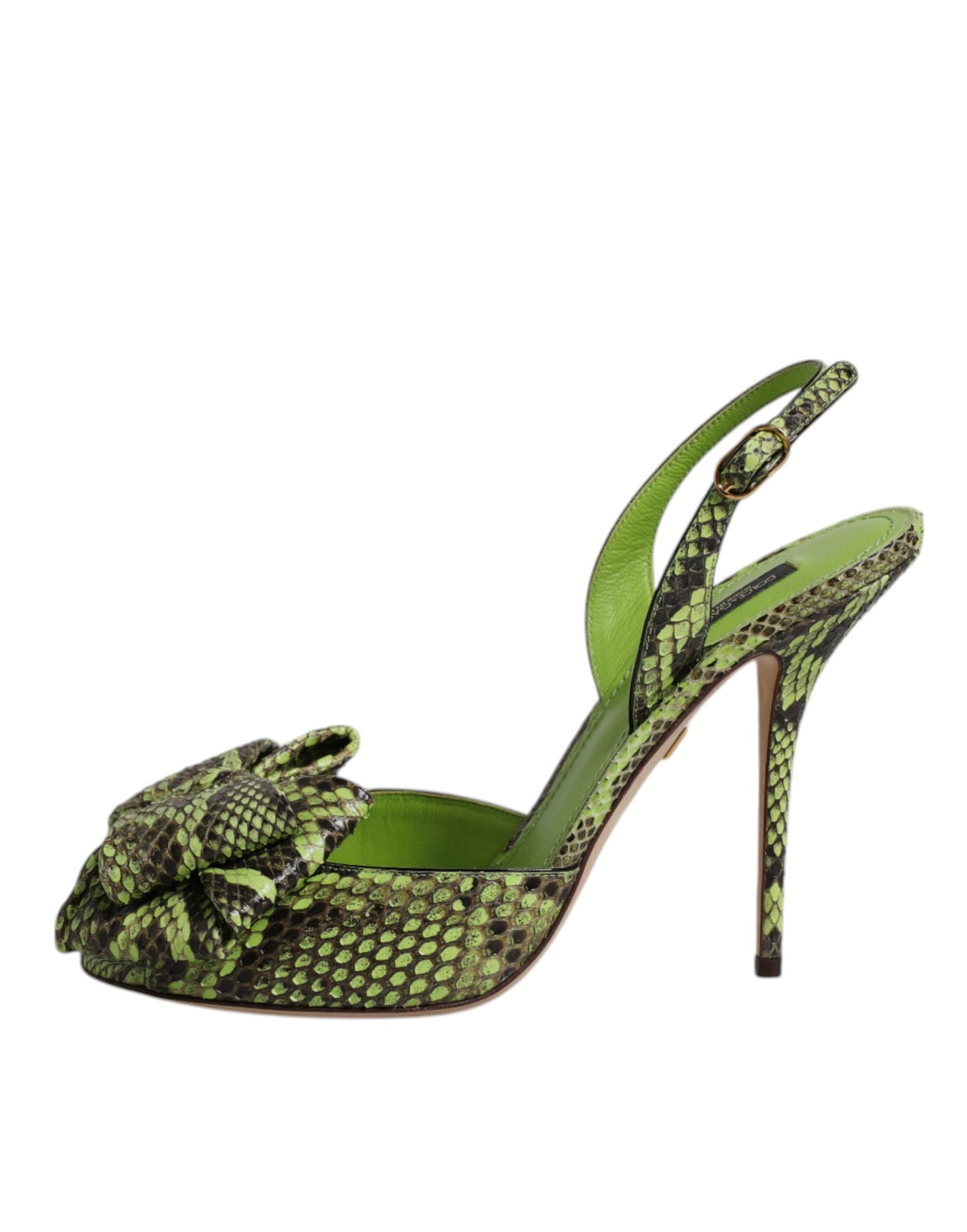 Dolce & Gabbana Green Python Leather Heels Sandals Shoes by Dolce & Gabbana