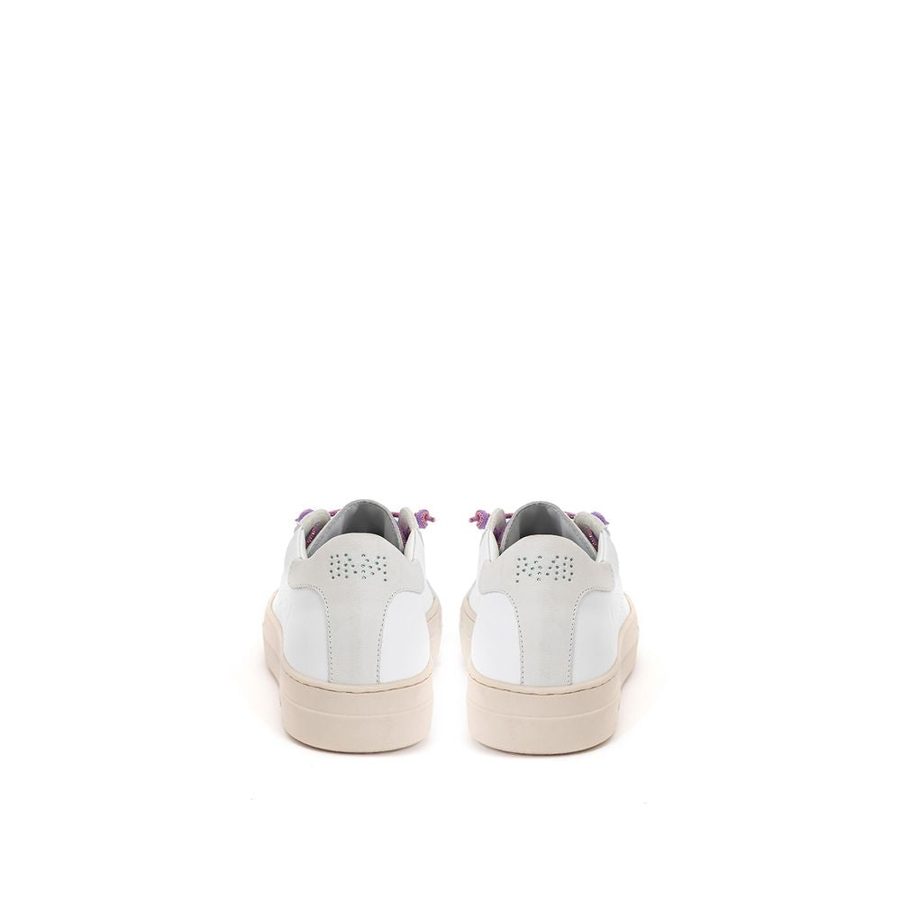 P448 White Leather Sneaker with Fuchsia Laces and Suede Toe