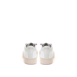 P448 White Leather Sneaker with Fuchsia Laces and Suede Toe