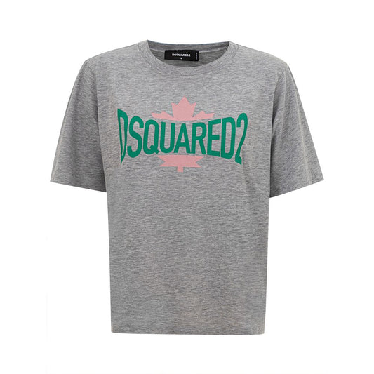 Dsquared² Chic Gray Cotton Tee for the Modern Woman by Dsquared²