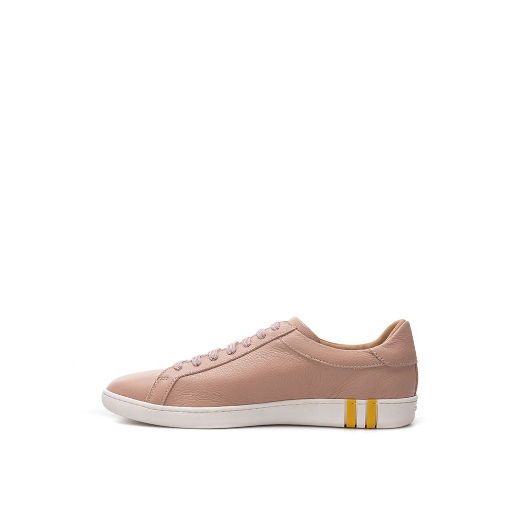 Bally Elegant Pink Cotton Leather Sneakers by Bally
