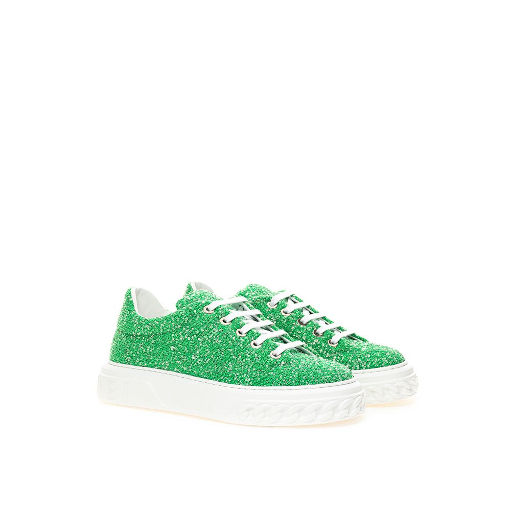 Casadei Emerald Elegance Leather Sneakers by Casadei