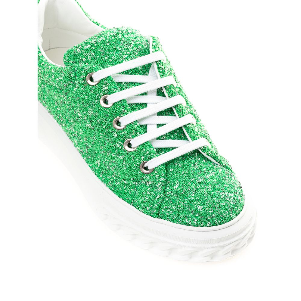 Casadei Emerald Elegance Leather Sneakers by Casadei