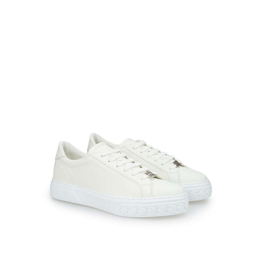 Casadei Sleek White Leather Sneakers by Casadei