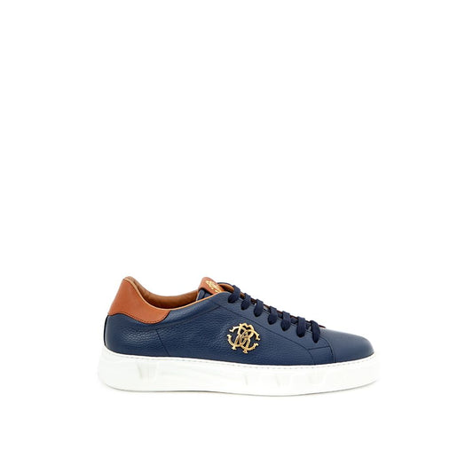 Roberto Cavalli Blue Leather Sneaker by Roberto Cavalli