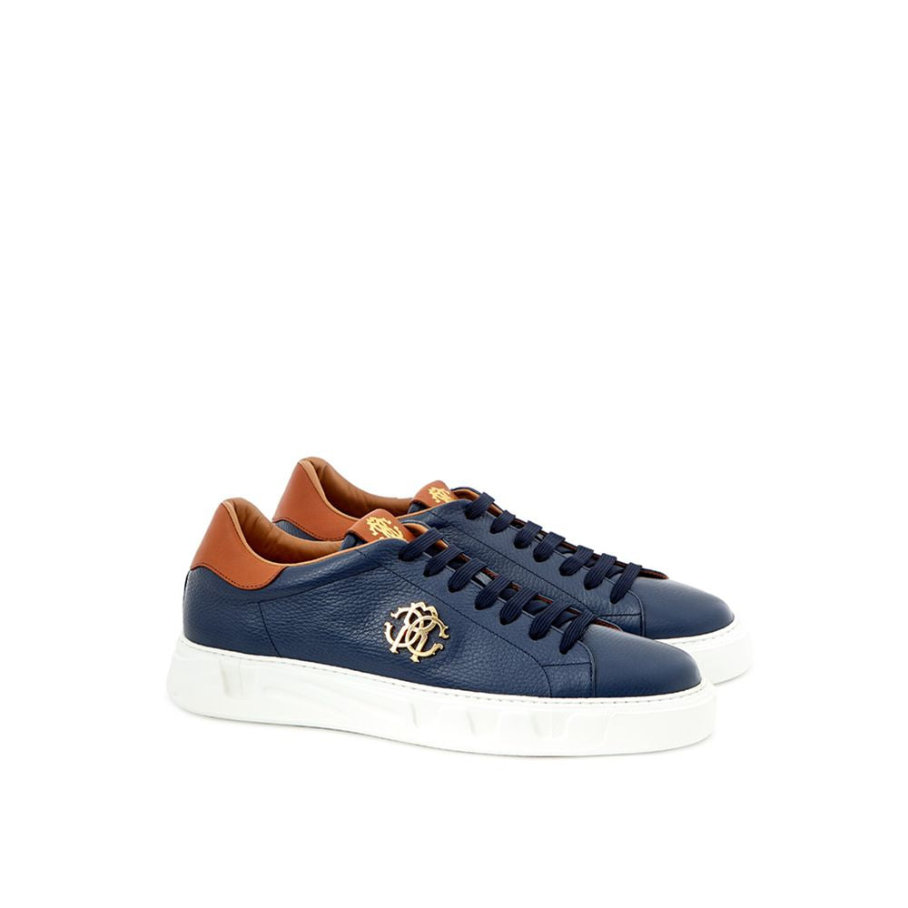 Roberto Cavalli Blue Leather Sneaker by Roberto Cavalli
