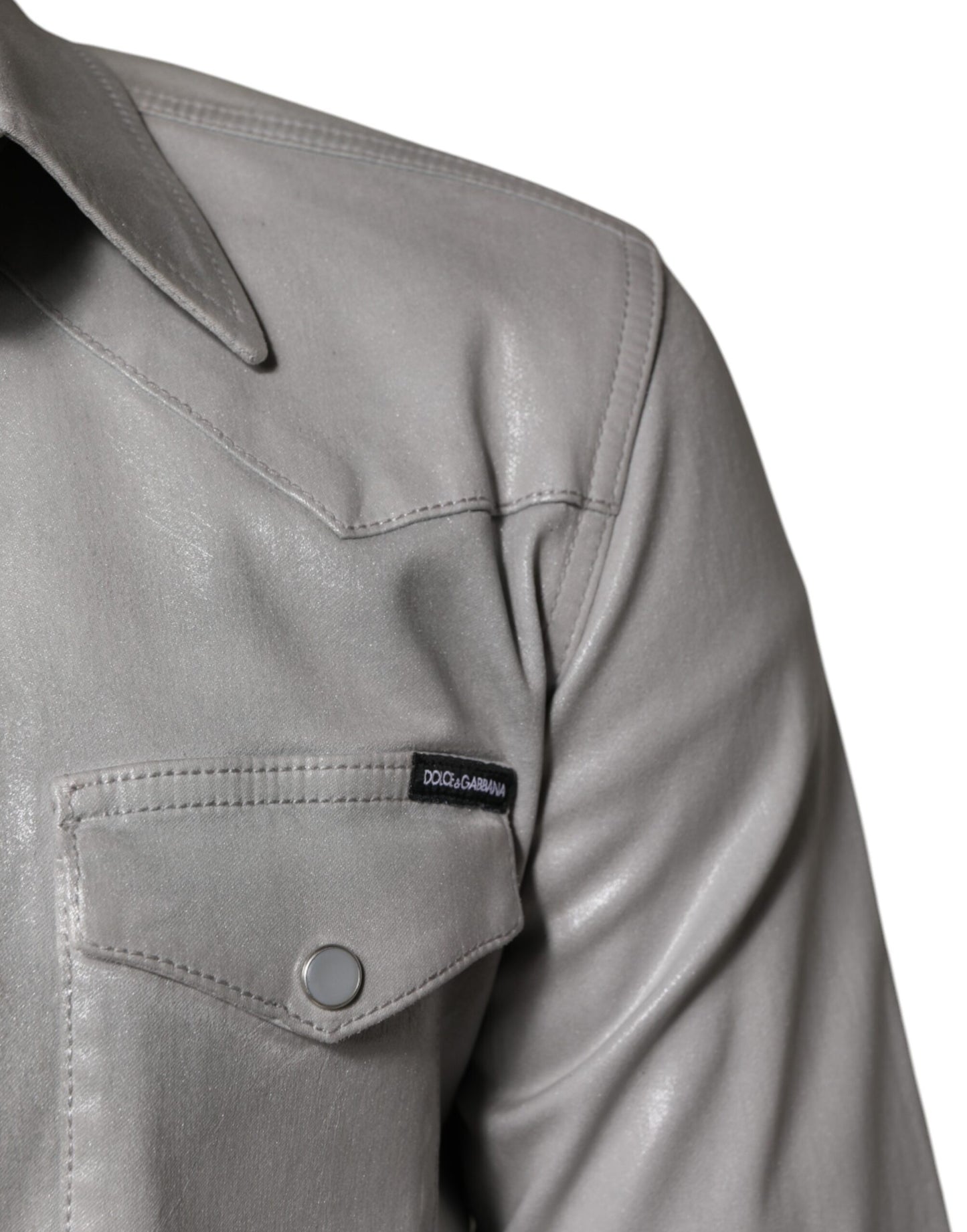 Dolce & Gabbana Metallic Gray Cotton Button Down Shirt by Dolce & Gabbana