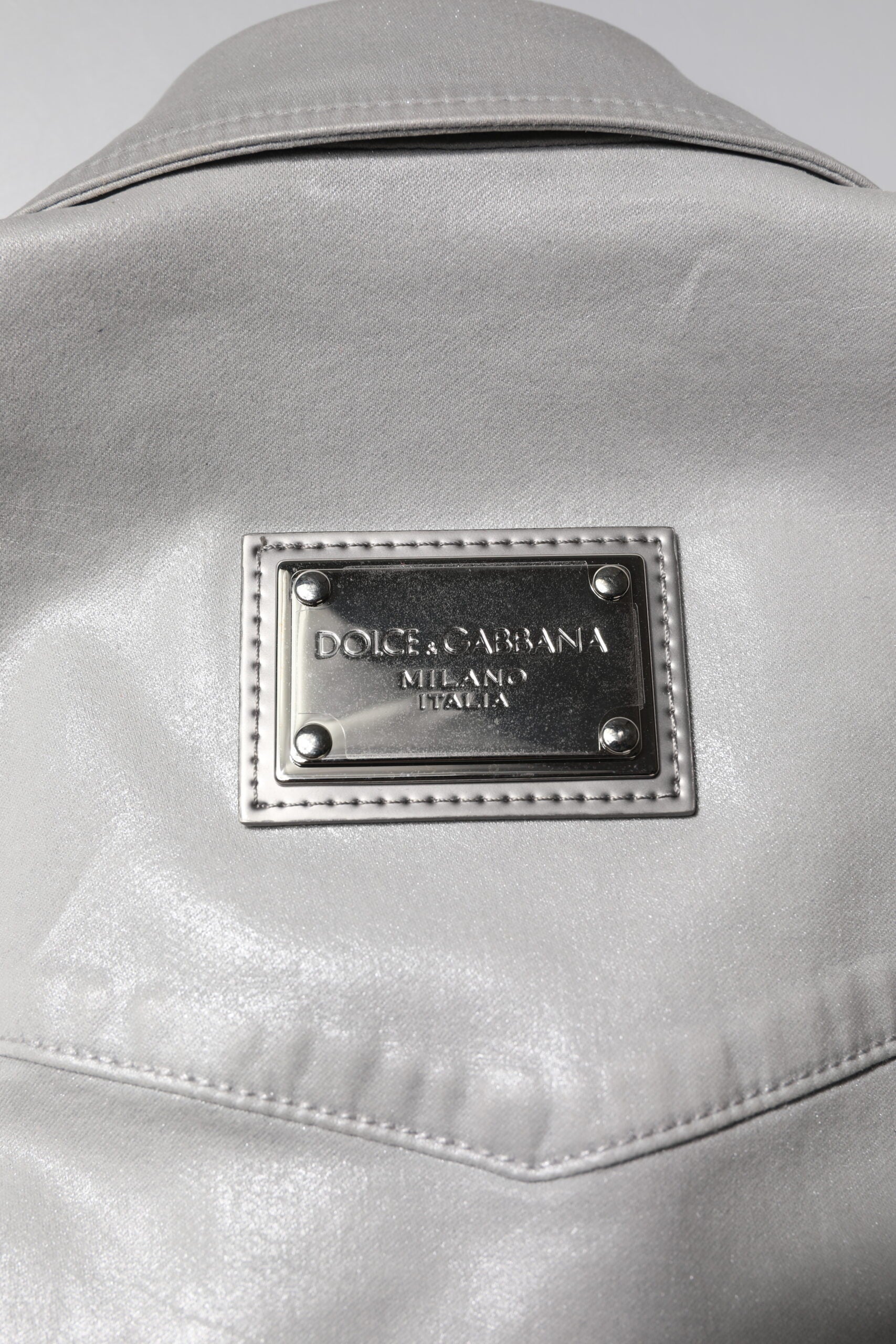 Dolce & Gabbana Metallic Gray Cotton Button Down Shirt by Dolce & Gabbana