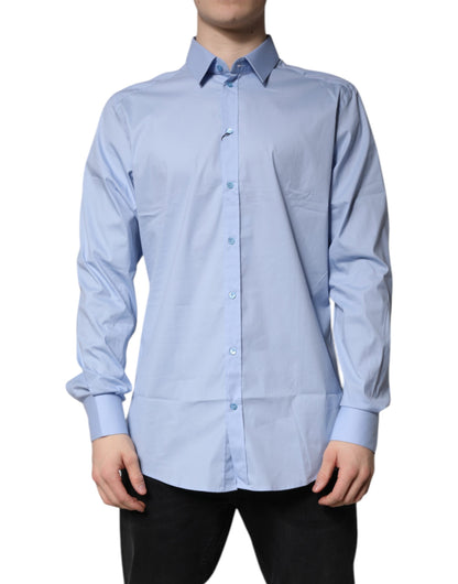 Dolce & Gabbana Light Blue Cotton GOLD Dress Formal Shirt by Dolce & Gabbana