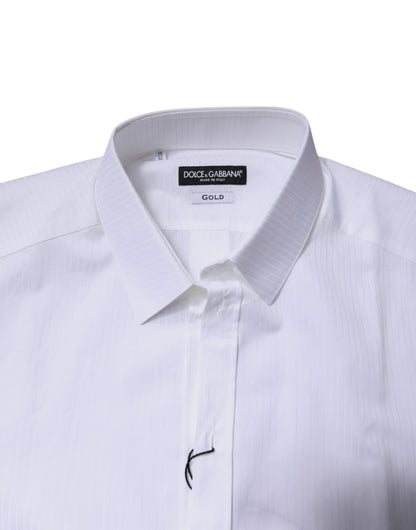Dolce & Gabbana White Cotton Collared GOLD Dress Formal Shirt by Dolce & Gabbana