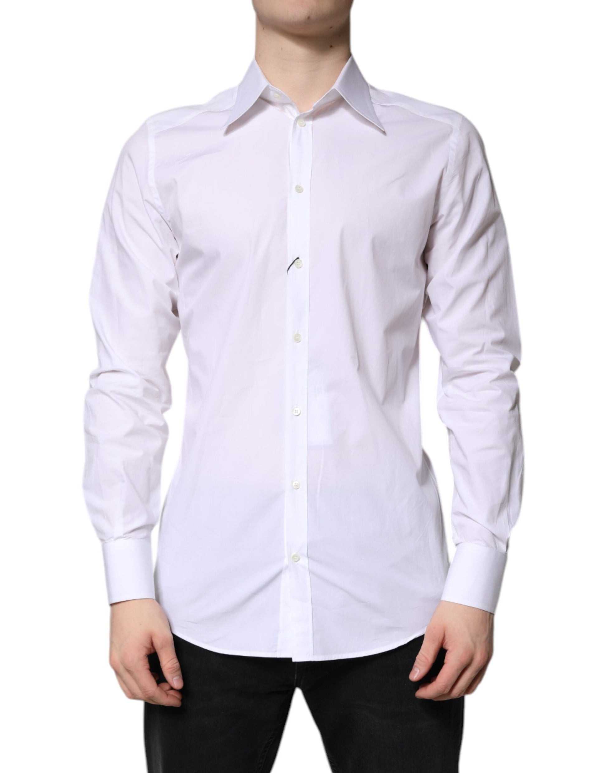 Dolce & Gabbana White Cotton GOLD Dress Formal Shirt by Dolce & Gabbana