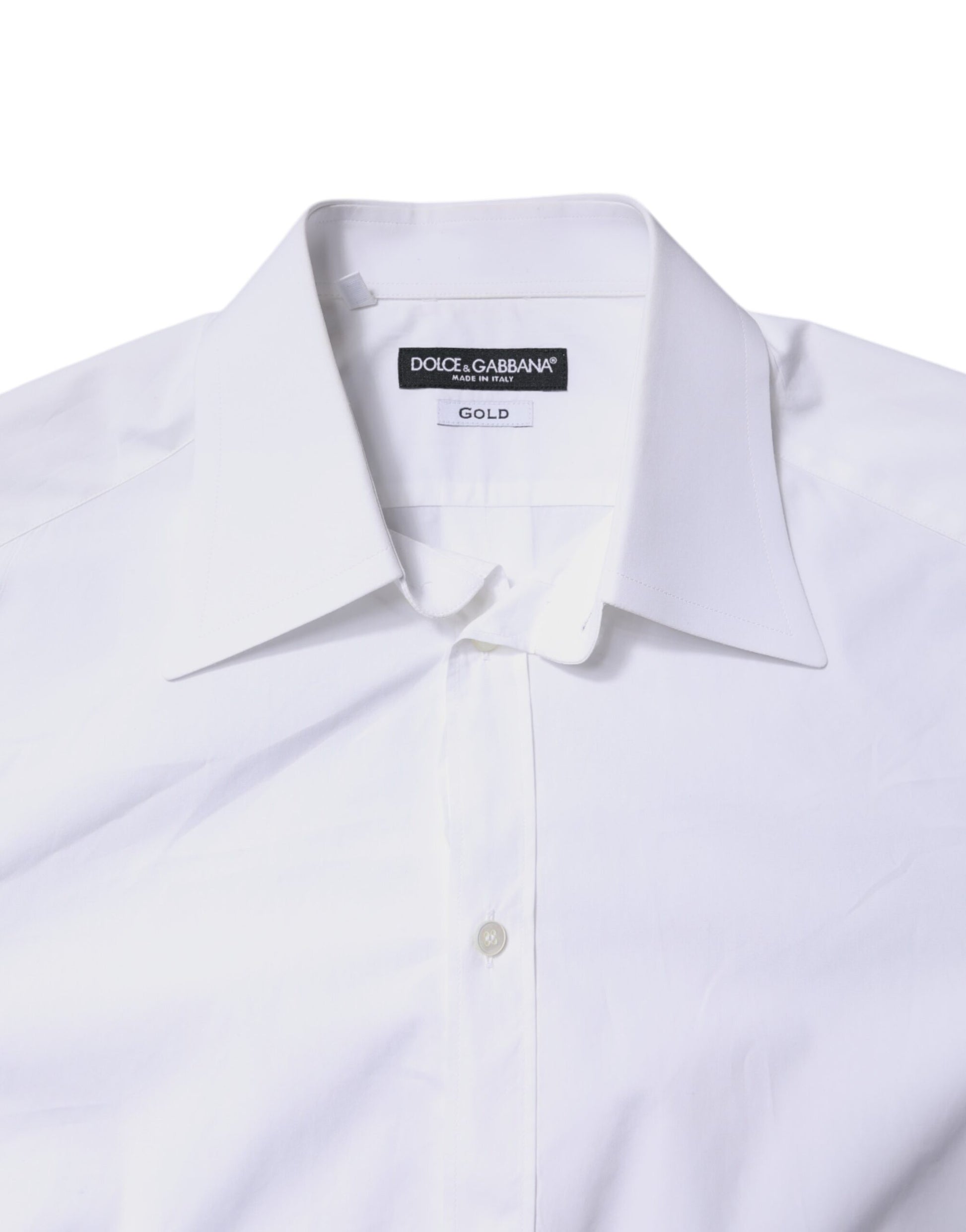 Dolce & Gabbana White Cotton GOLD Dress Formal Shirt by Dolce & Gabbana