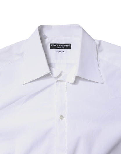 Dolce & Gabbana White Cotton GOLD Dress Formal Shirt by Dolce & Gabbana
