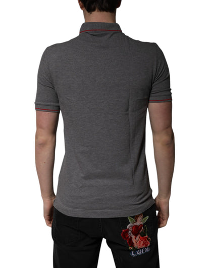 Polo Dolce &amp; Gabbana en coton gris à col couronne