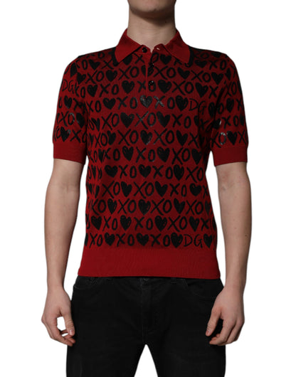 Polo à col en coton rouge Dolce &amp; Gabbana XOXO