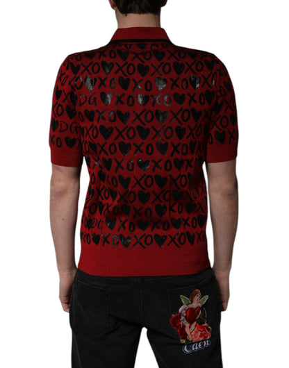 Polo à col en coton rouge Dolce &amp; Gabbana XOXO