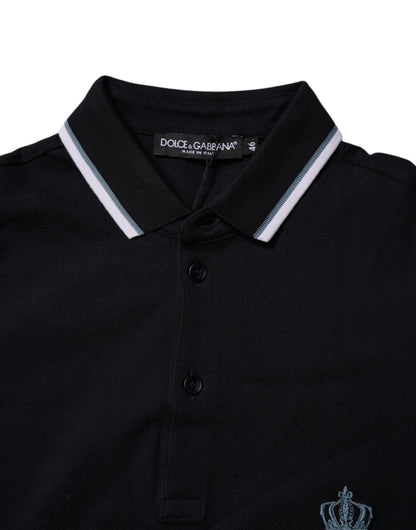 Polo Dolce &amp; Gabbana en coton noir à col couronne