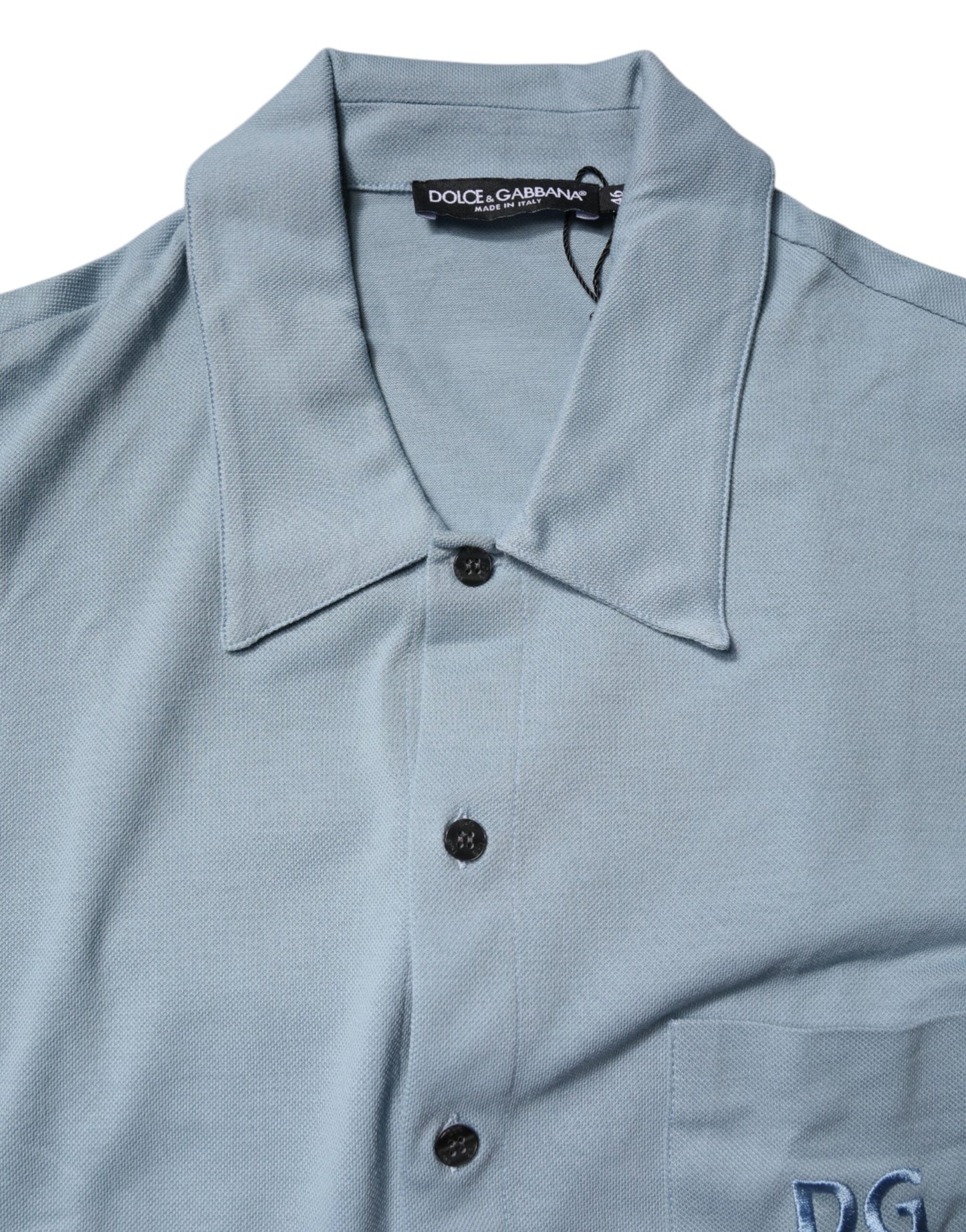 Dolce & Gabbana Blue Cotton Button Down Casual Men Polo Shirt by Dolce & Gabbana