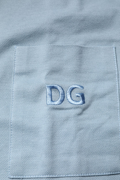 Dolce & Gabbana Blue Cotton Button Down Casual Men Polo Shirt by Dolce & Gabbana