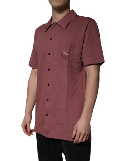 Dolce & Gabbana Dark Pink Button Down Casual Polo Men Shirt by Dolce & Gabbana