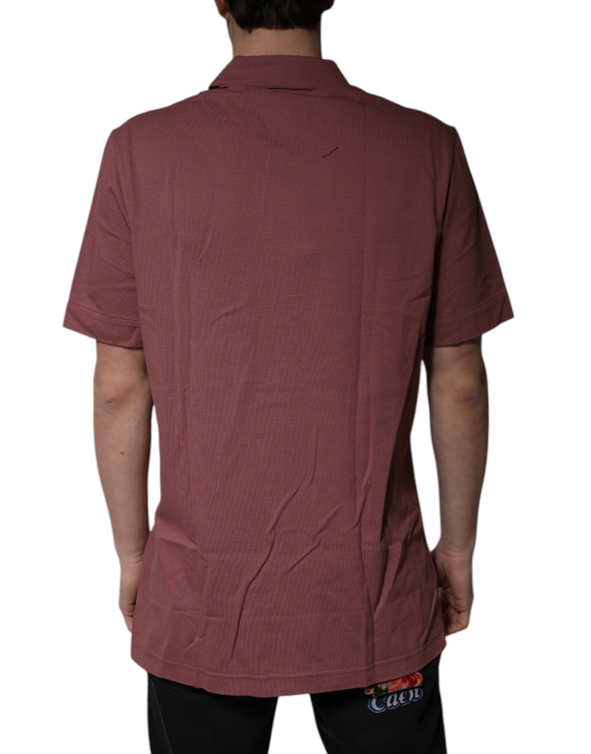 Dolce & Gabbana Dark Pink Button Down Casual Polo Men Shirt by Dolce & Gabbana