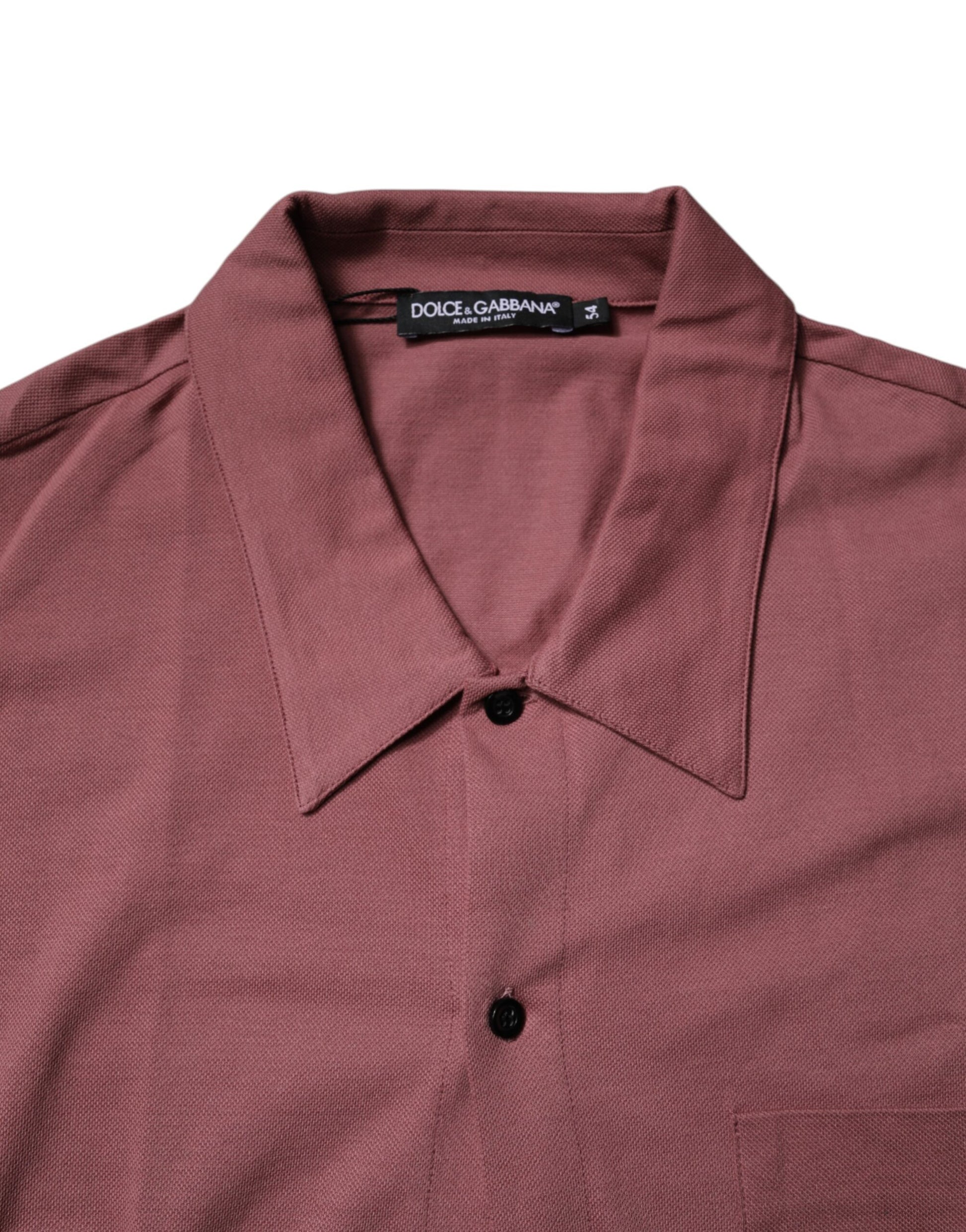 Dolce & Gabbana Dark Pink Button Down Casual Polo Men Shirt by Dolce & Gabbana