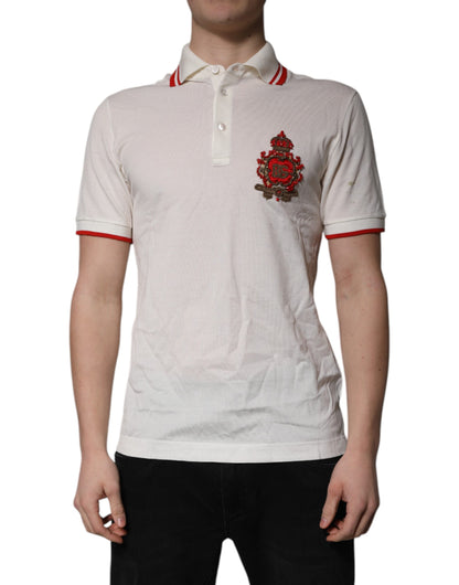 Polo Dolce &amp; Gabbana en coton blanc avec logo et col pour homme