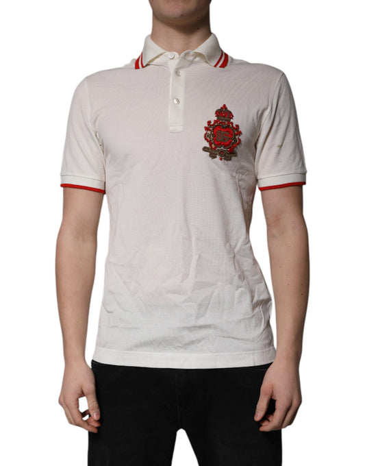 Polo Dolce &amp; Gabbana en coton blanc avec logo et col pour homme