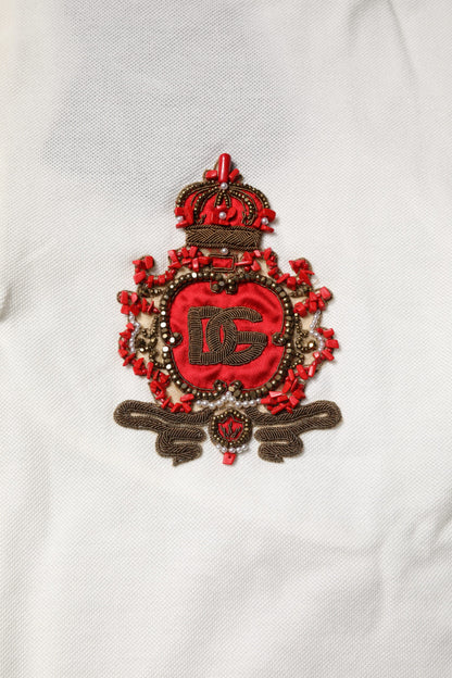 Polo Dolce &amp; Gabbana en coton blanc avec logo et col pour homme