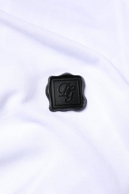 Polo à col et logo en coton blanc Dolce &amp; Gabbana
