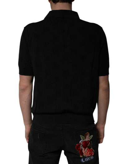 Polo à col en soie noir Dolce &amp; Gabbana