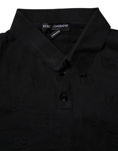Polo à col en soie noir Dolce &amp; Gabbana