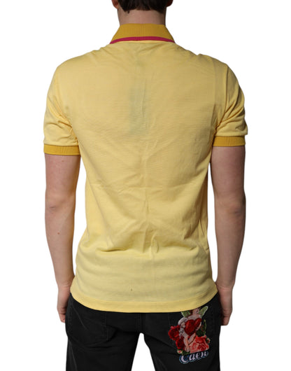 Polo à col et logo en coton jaune Dolce &amp; Gabbana