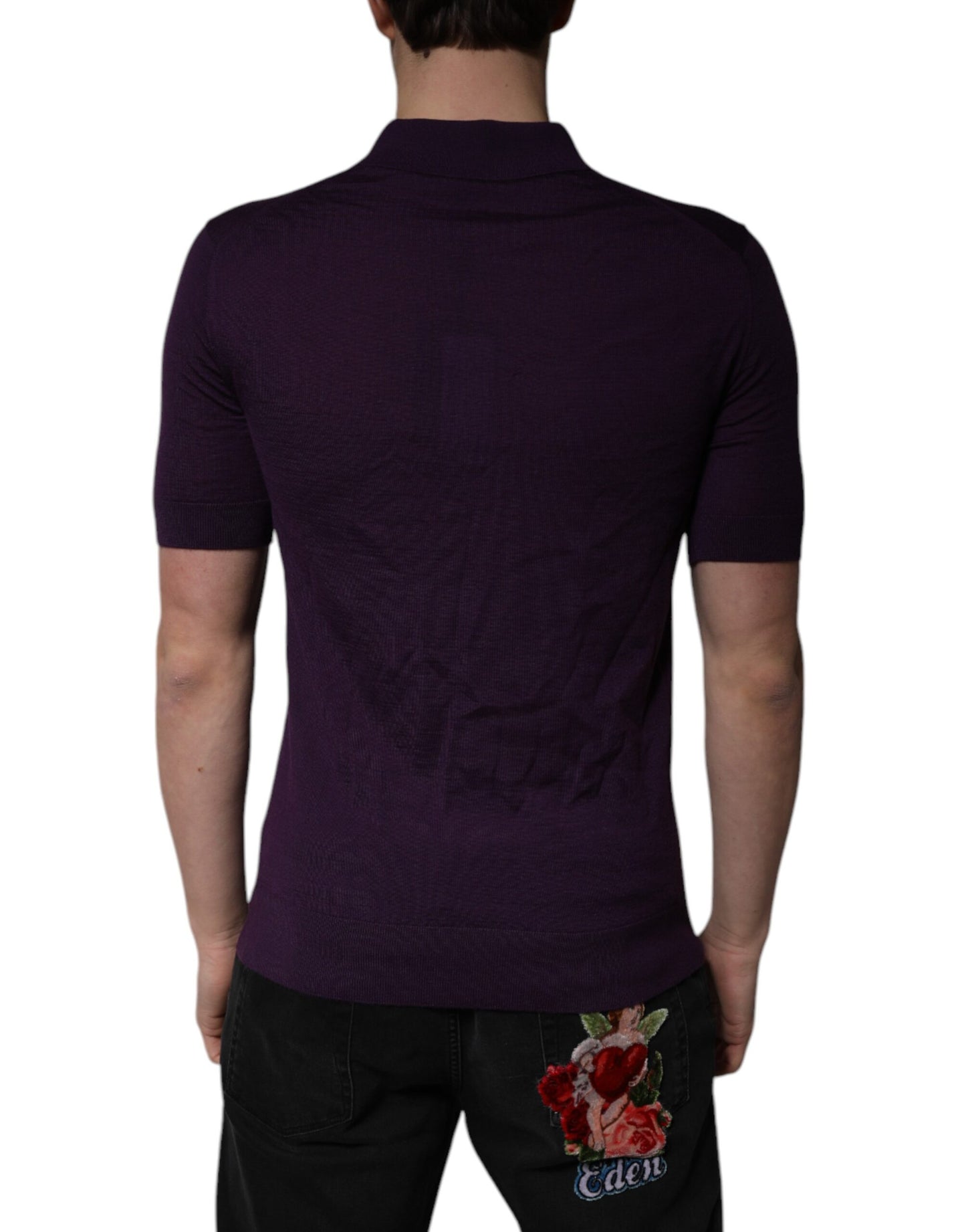 Polo à col en cachemire violet Dolce &amp; Gabbana